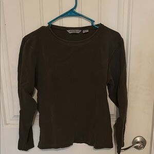 Eddie Bauer Green Fitted Long Sleeve Sweatshirt with Crew Neck